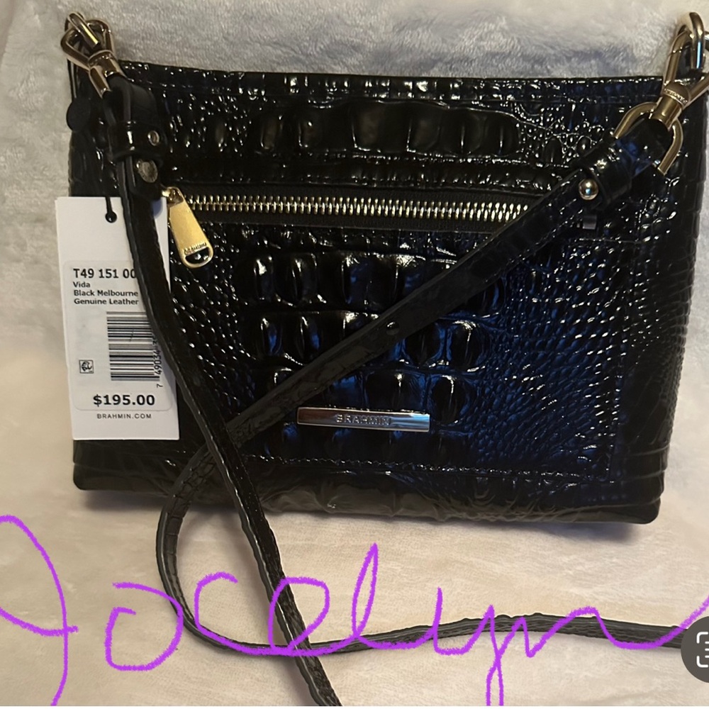 Brahmin Black Croc-Embossed Women's Bag